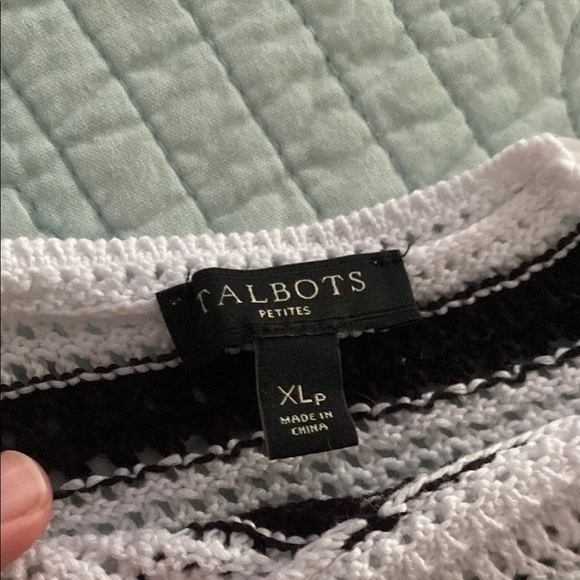 Talbots Black and White Striped Blouse - Picture 2 of 5